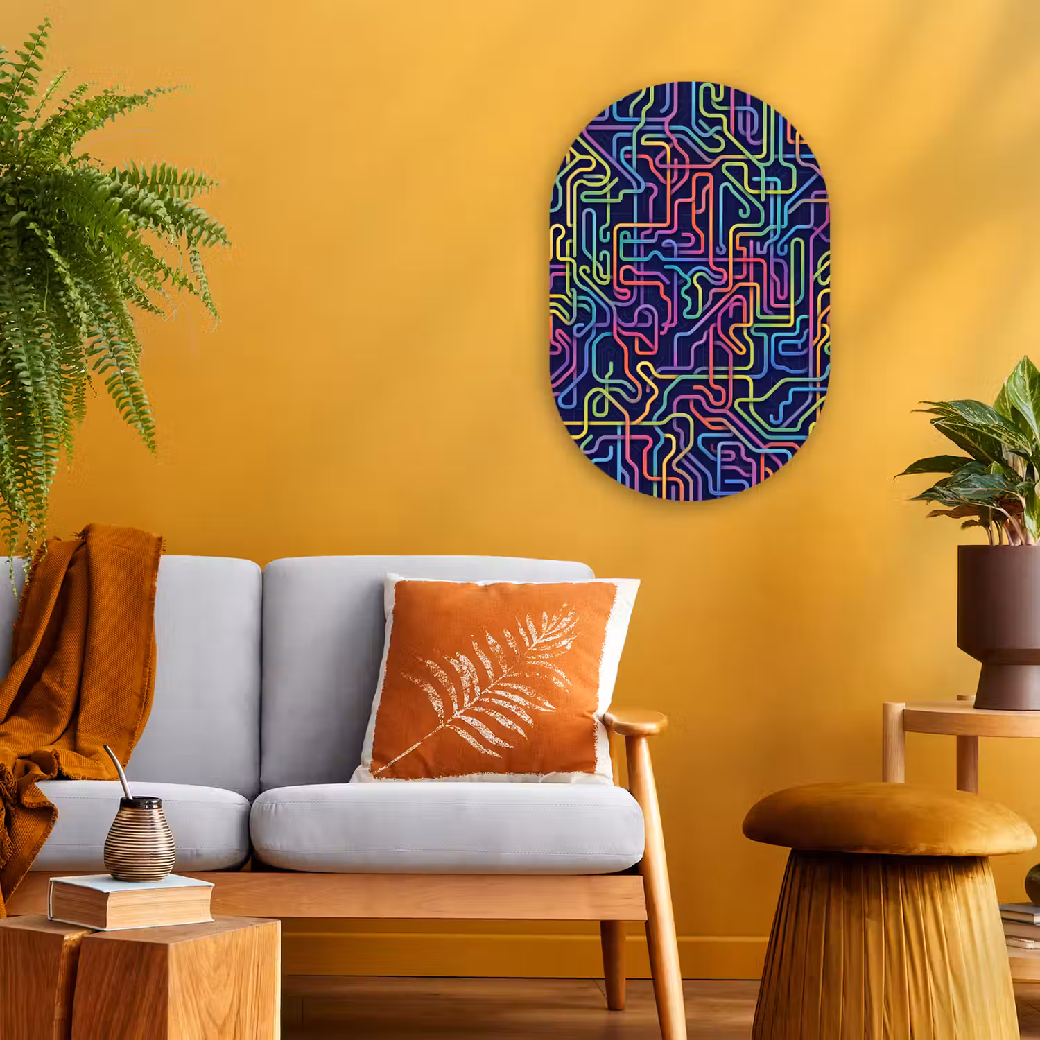 Retro - Abstract - Neon Wandcirkel Ovaal Forex klein -sfeer4