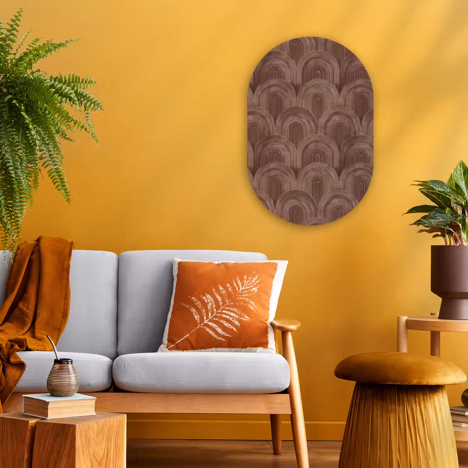 Ritmisch - Effect - Bruin Wandcirkel Ovaal Forex klein 630 -sfeer4