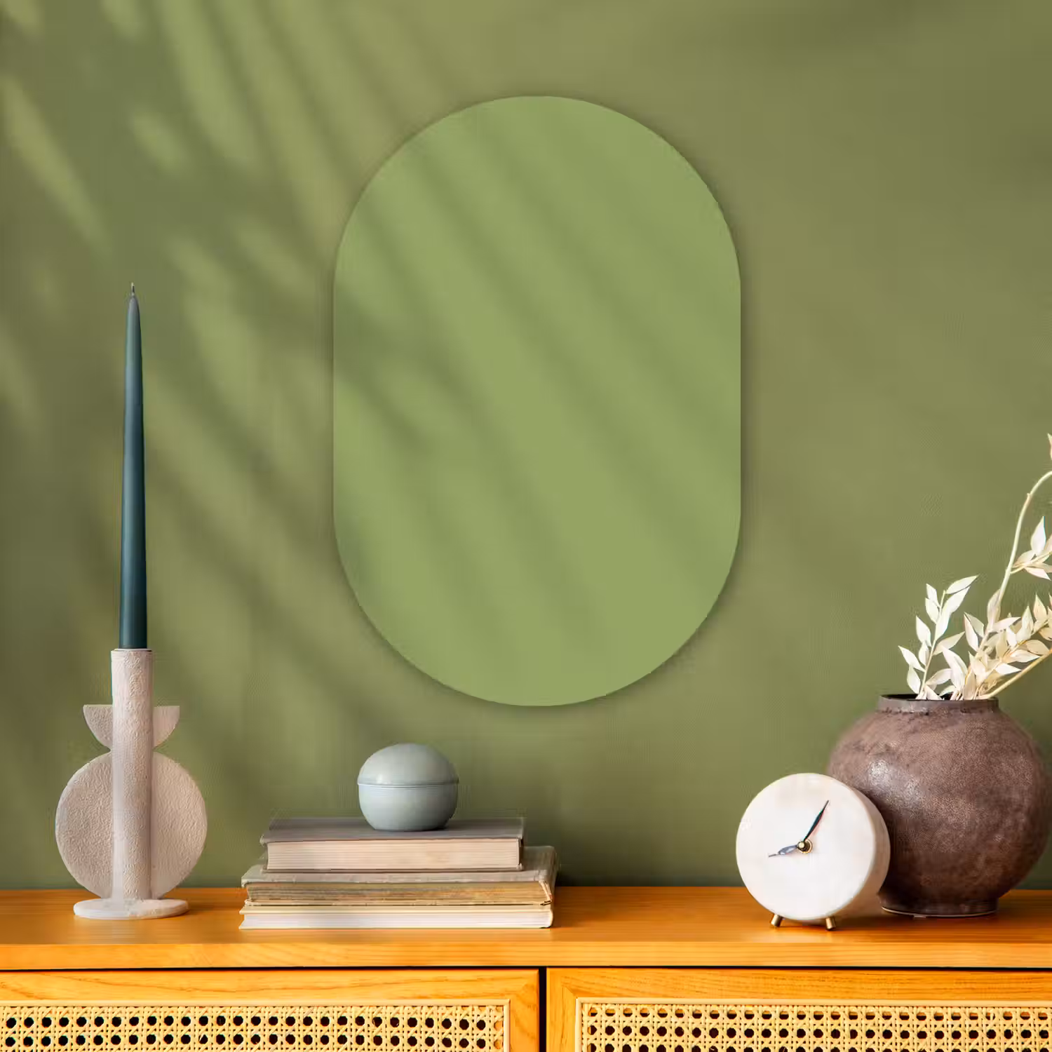 Sage - Green - Groen Wandcirkel Ovaal Forex klein 630 -sfeer2
