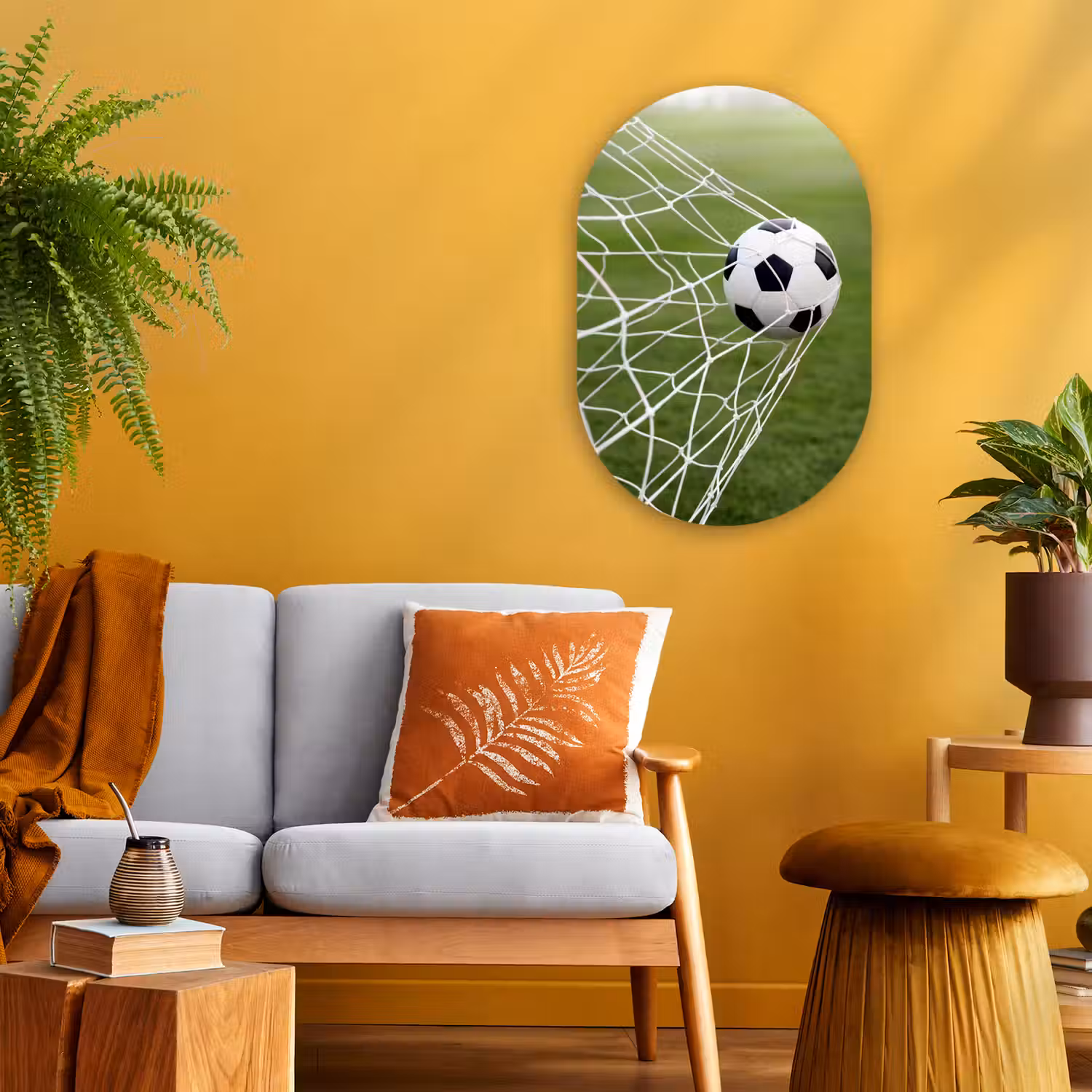 Voetbal - Goal - Net - Sport Wandcirkel Ovaal Forex klein -sfeer4