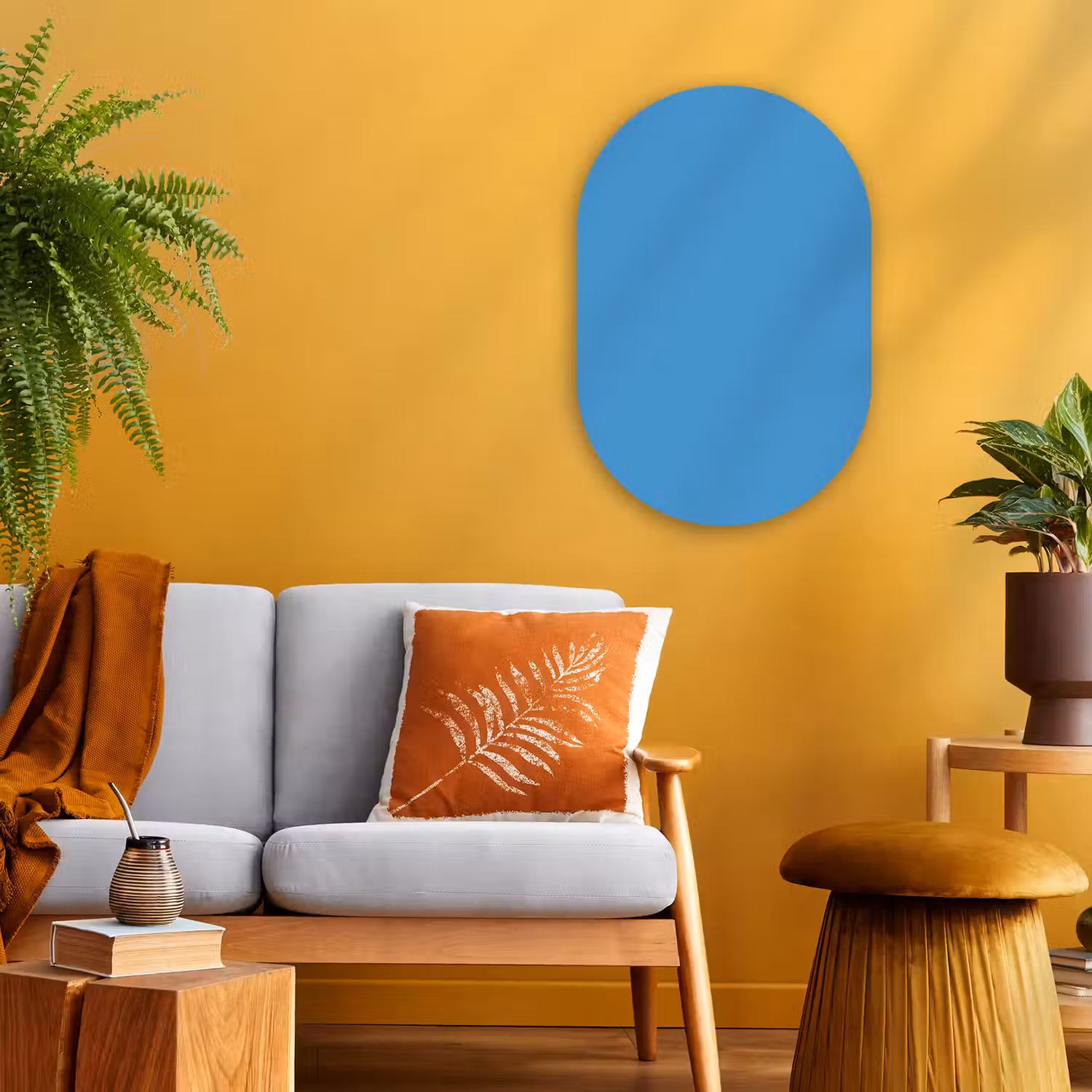 Steel - Blue - Blauw Wandcirkel Ovaal Forex klein 630 -sfeer4