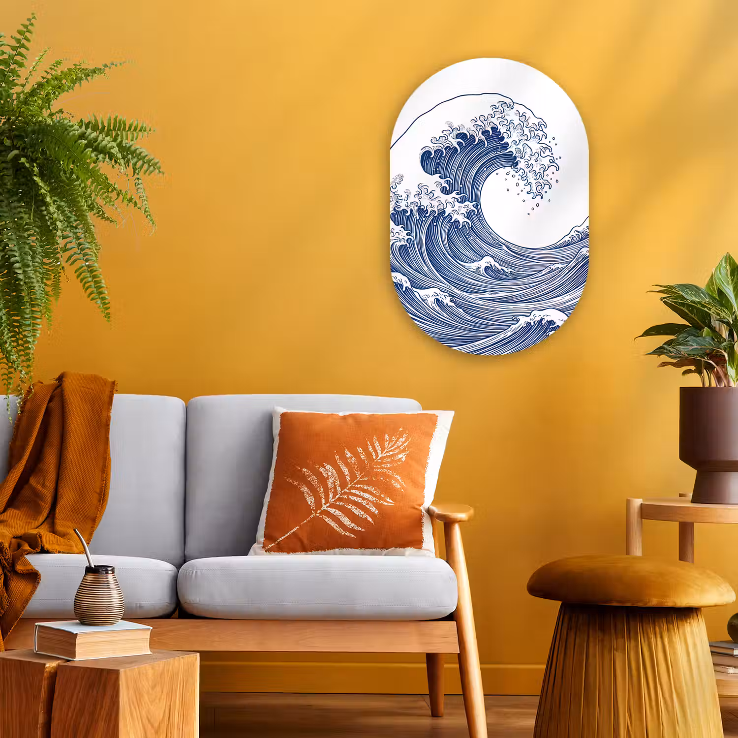 Golf - Japans - Zee - Illustratie - Blauw Wandcirkel Ovaal Forex klein -sfeer4