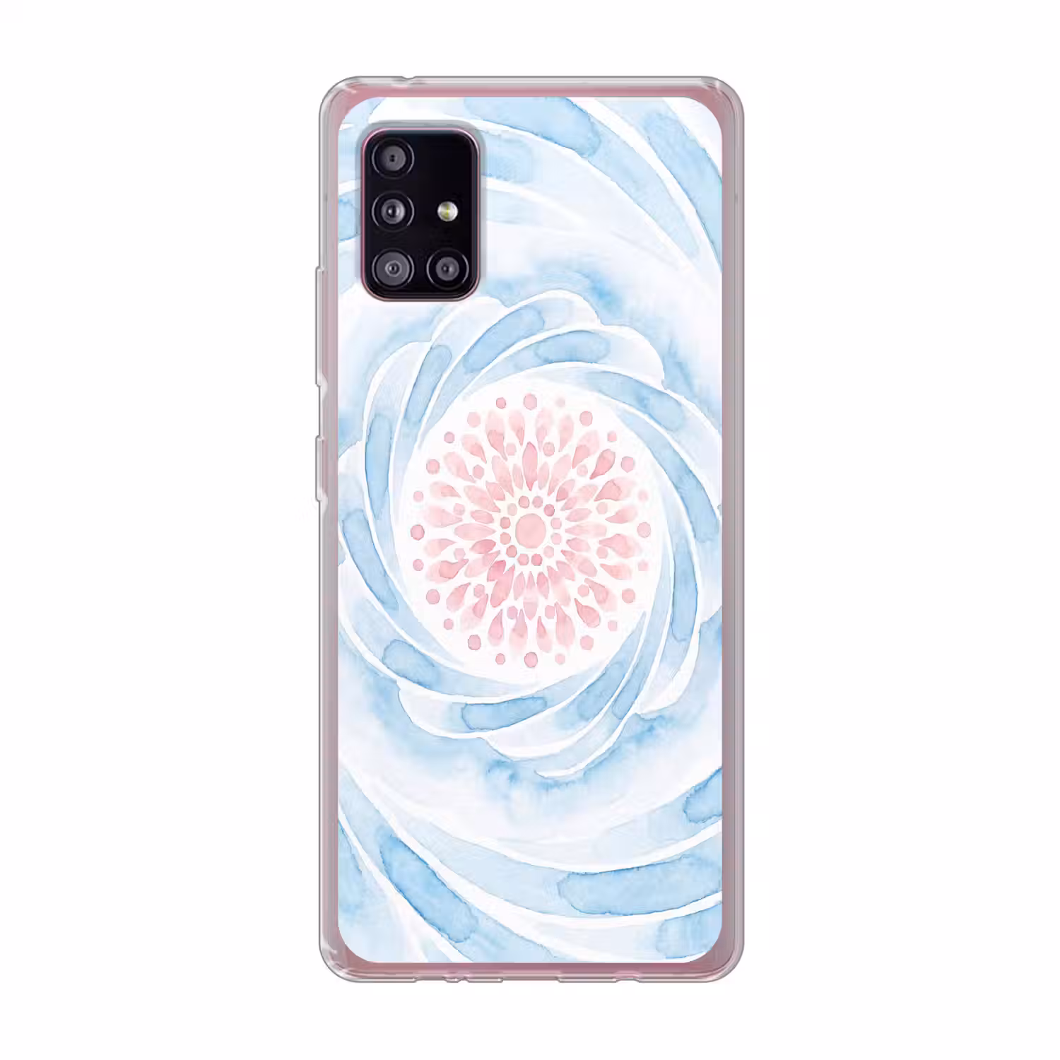 Abstract - Bloemvorm - Aquarel - Roze - Blauw Telefoonhoesje Samsung Galaxy A51 5G klein -3d