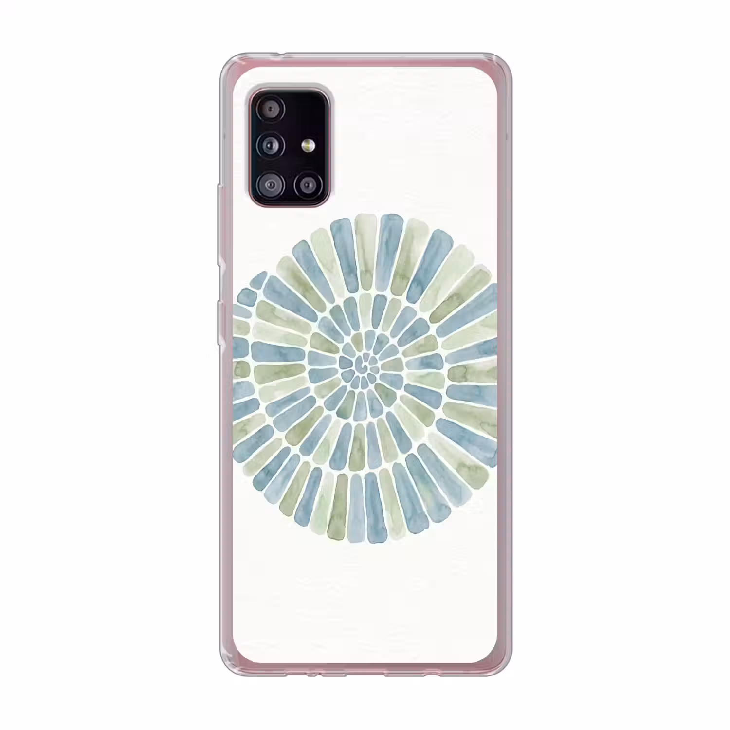 Abstract - Spiraal - Patroon - Modern - Blauw-Groen Telefoonhoesje Samsung Galaxy A51 5G klein -3d