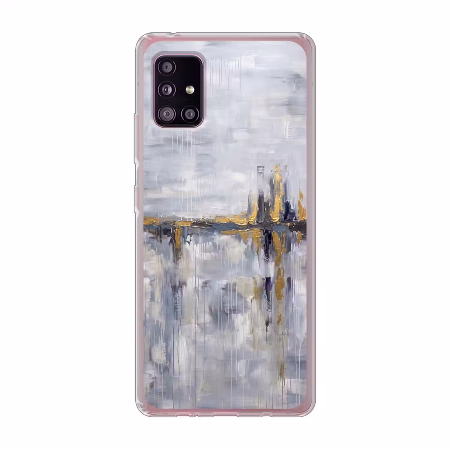 Abstract - Structuur - Goud - Grijs - Modern Telefoonhoesje Samsung Galaxy A51 5G klein -3d