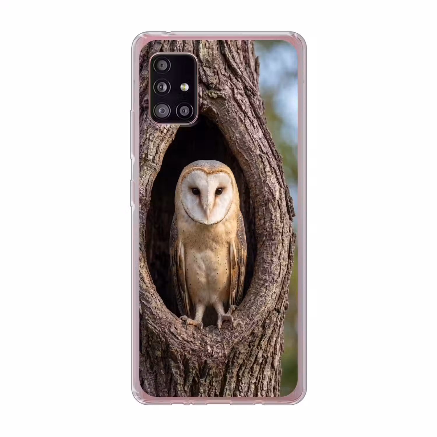 Kerkuil - Boom - Natuur - Bruin Telefoonhoesje Samsung Galaxy A51 5G klein -3d