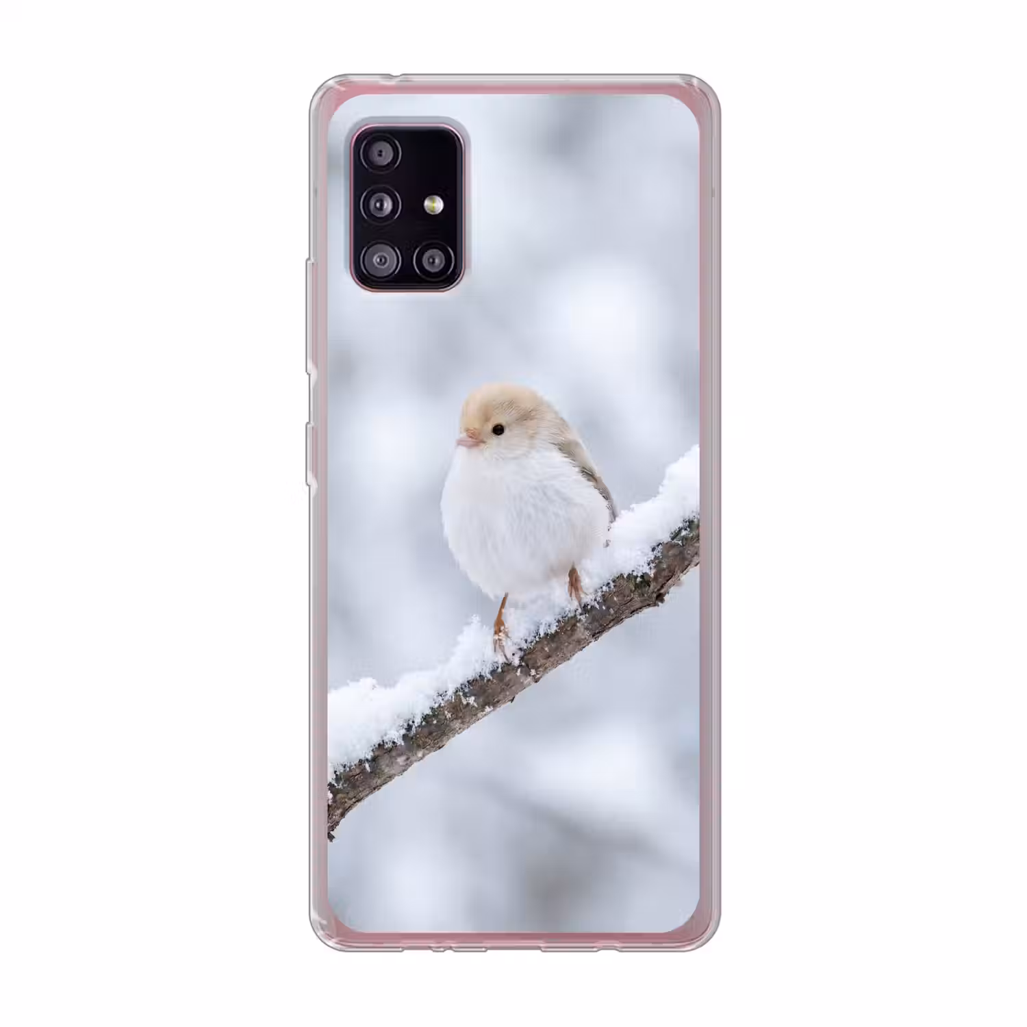Vogeltje - Sneeuw - Tak - Winter - Zacht Telefoonhoesje Samsung Galaxy A51 5G klein -3d