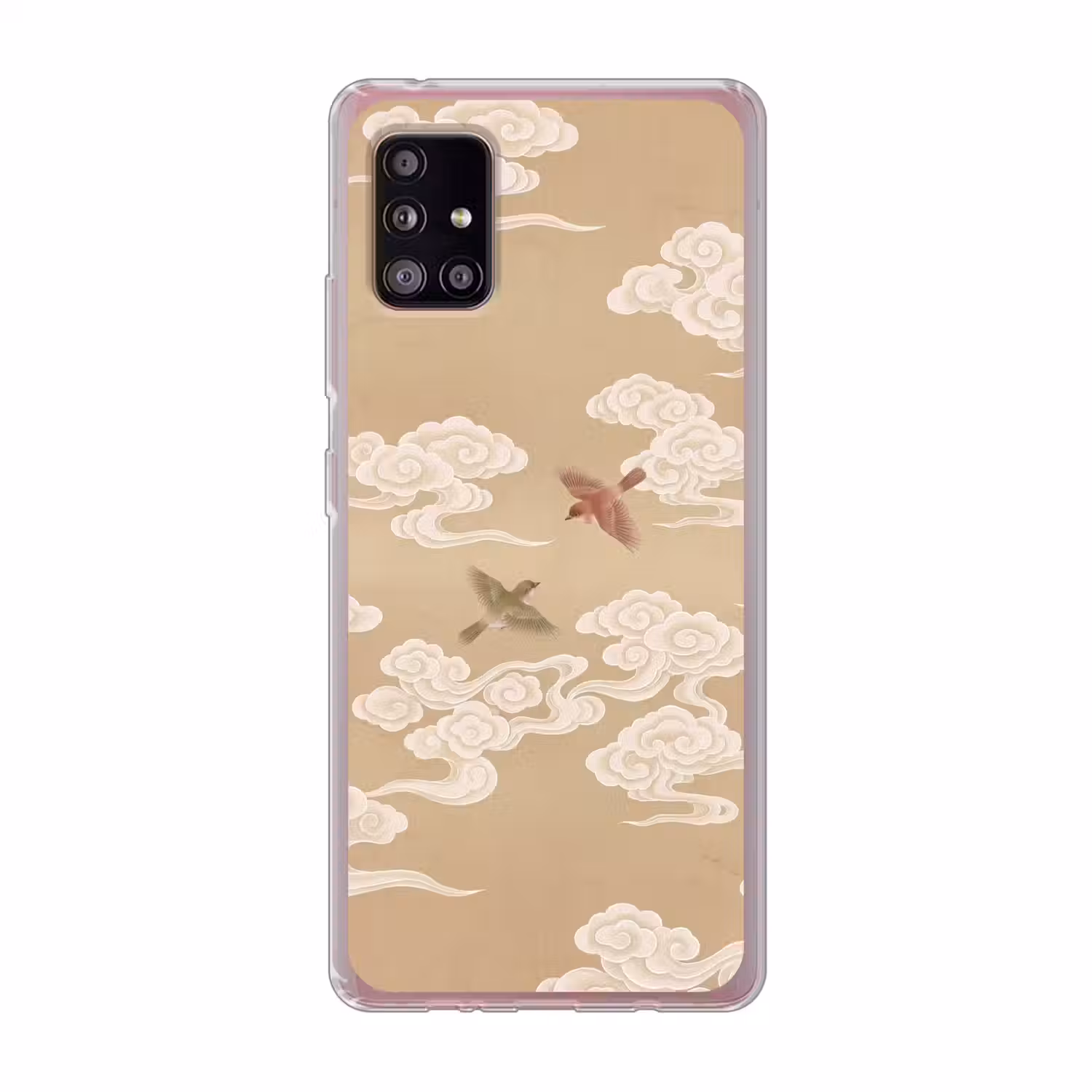 Vogels - Vliegen - Beige Telefoonhoesje Samsung Galaxy A51 5G klein -3d