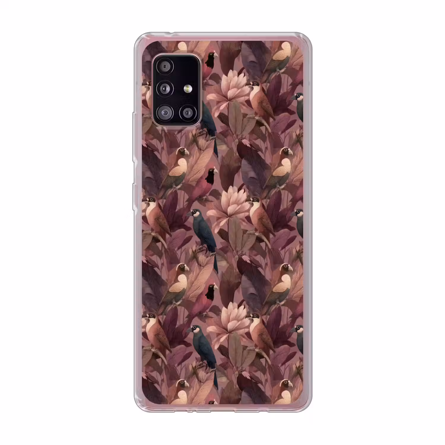Vogels - Bladeren - Roze Telefoonhoesje Samsung Galaxy A51 5G klein 373 -3d