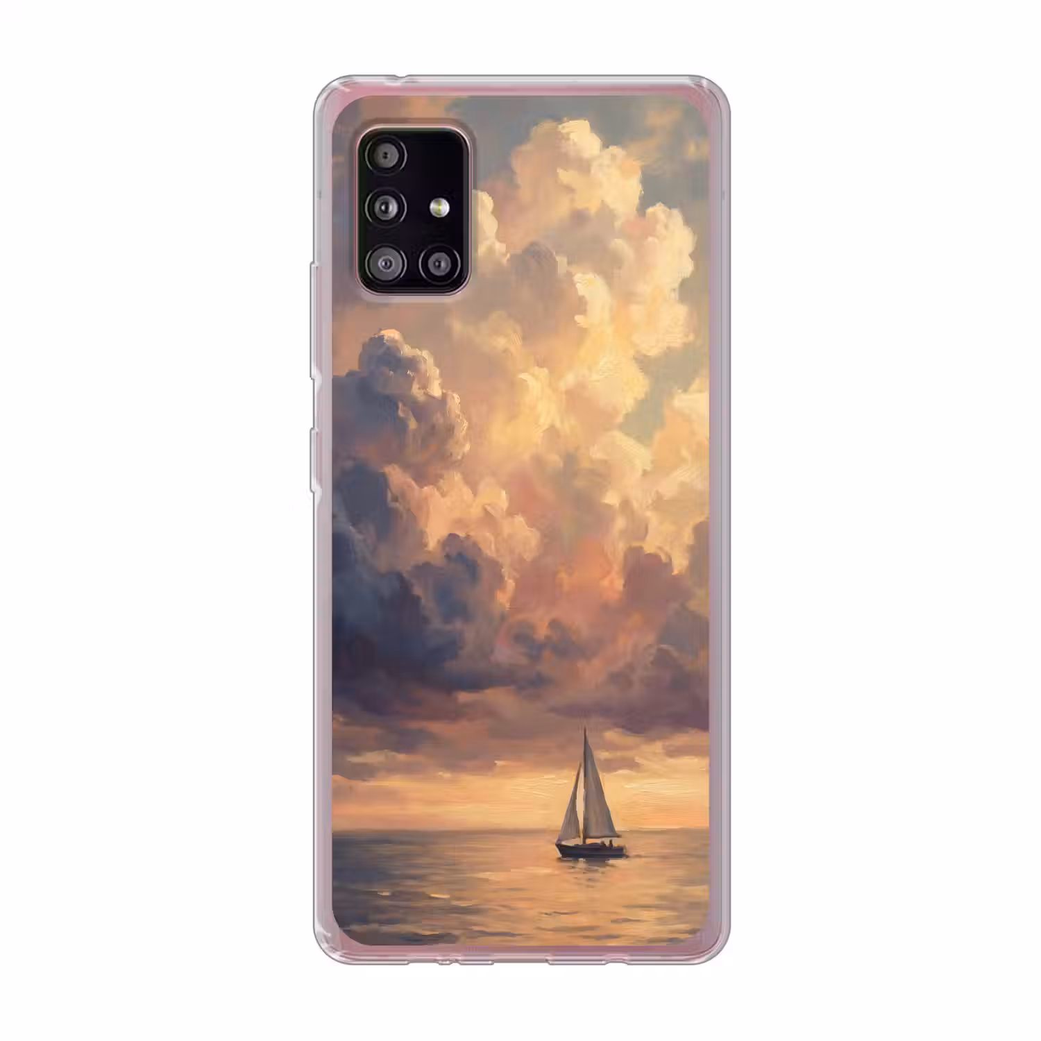 Boot - Zonsondergang - Zee - Natuur - Goud Telefoonhoesje Samsung Galaxy A51 5G klein -3d