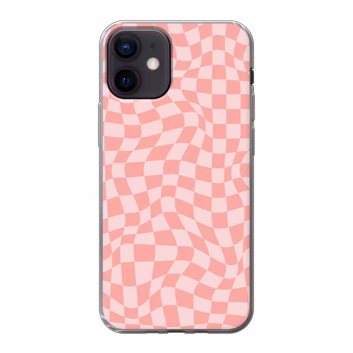 Hokjes patroon - Roze - Golvende lijnen Telefoonhoesje iPhone 12 Mini klein -3d