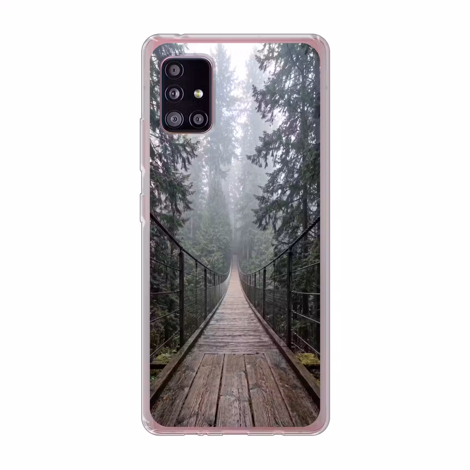 Brug - Bos - Mist - Natuur Telefoonhoesje Samsung Galaxy A51 5G klein -3d