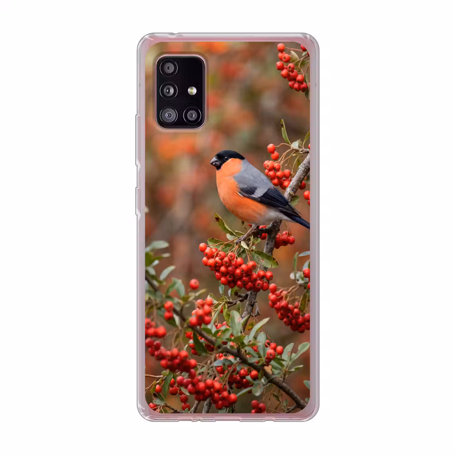 Goudvink - Bessen - Herfst - Natuur - Kleurrijk Telefoonhoesje Samsung Galaxy A51 5G klein -3d