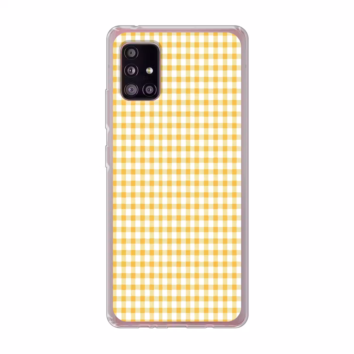 Ruit - Gingham - Klassiek - Geel en Wit Telefoonhoesje Samsung Galaxy A51 5G klein 373 -3d
