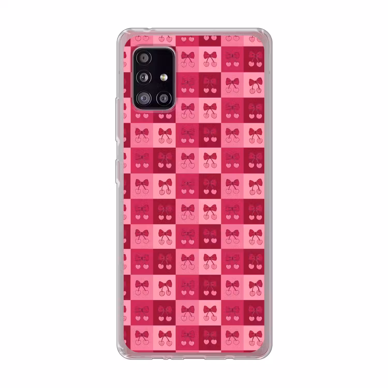 Kersen - Strikjes - Speels - Roze - Bordeaux Telefoonhoesje Samsung Galaxy A51 5G klein 373 -3d