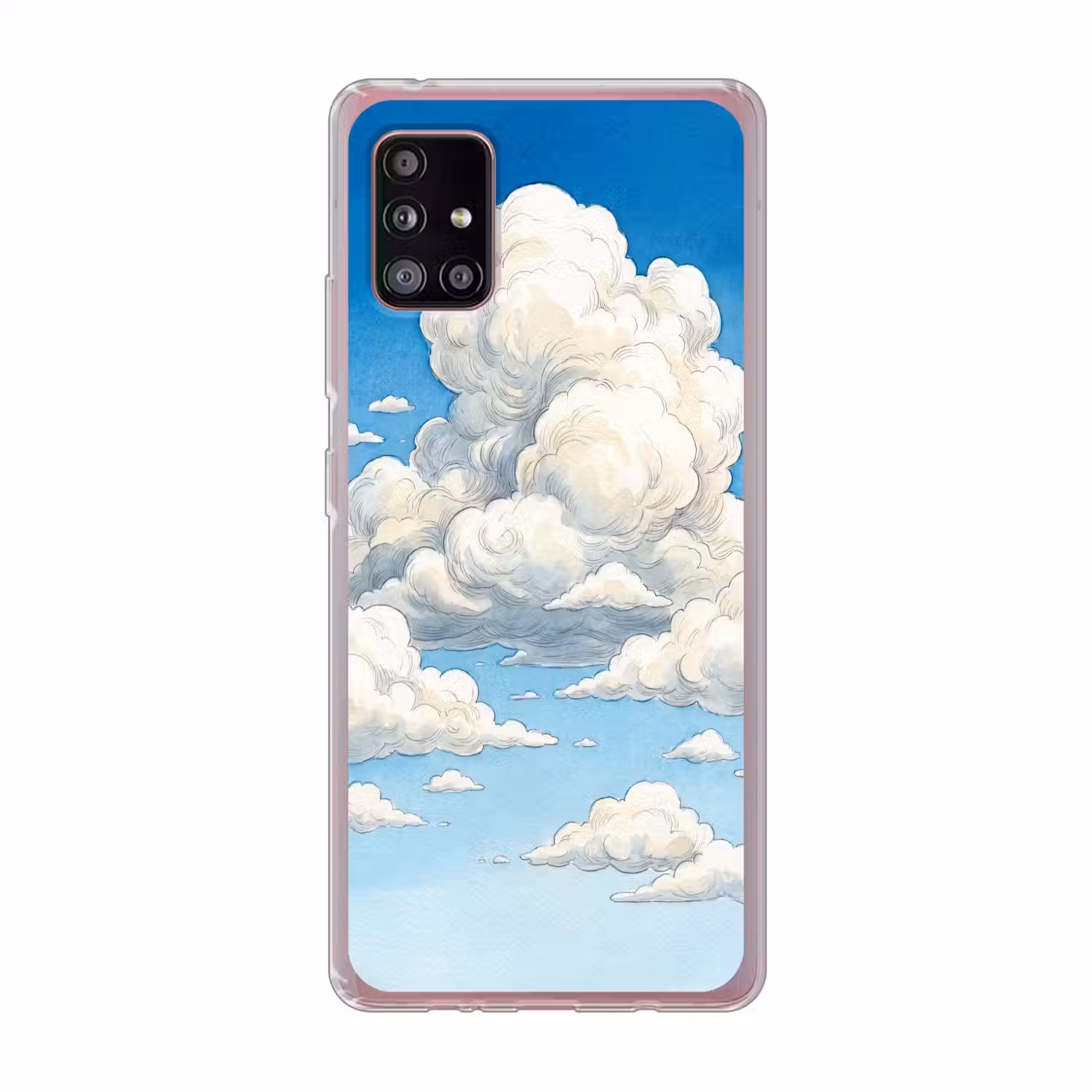 Wolken - Blauwe lucht - Natuur - Modern - Wit Telefoonhoesje Samsung Galaxy A51 5G klein -3d