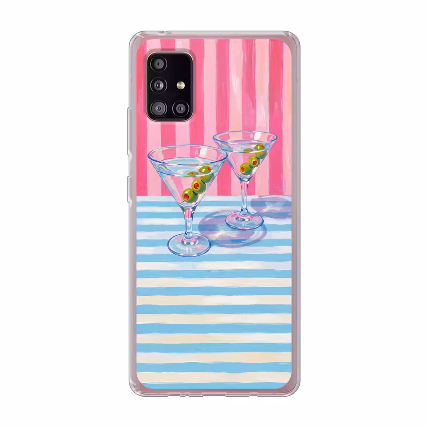 Cocktail - Olijven - Kunst - Modern - Roze Telefoonhoesje Samsung Galaxy A51 5G klein -3d