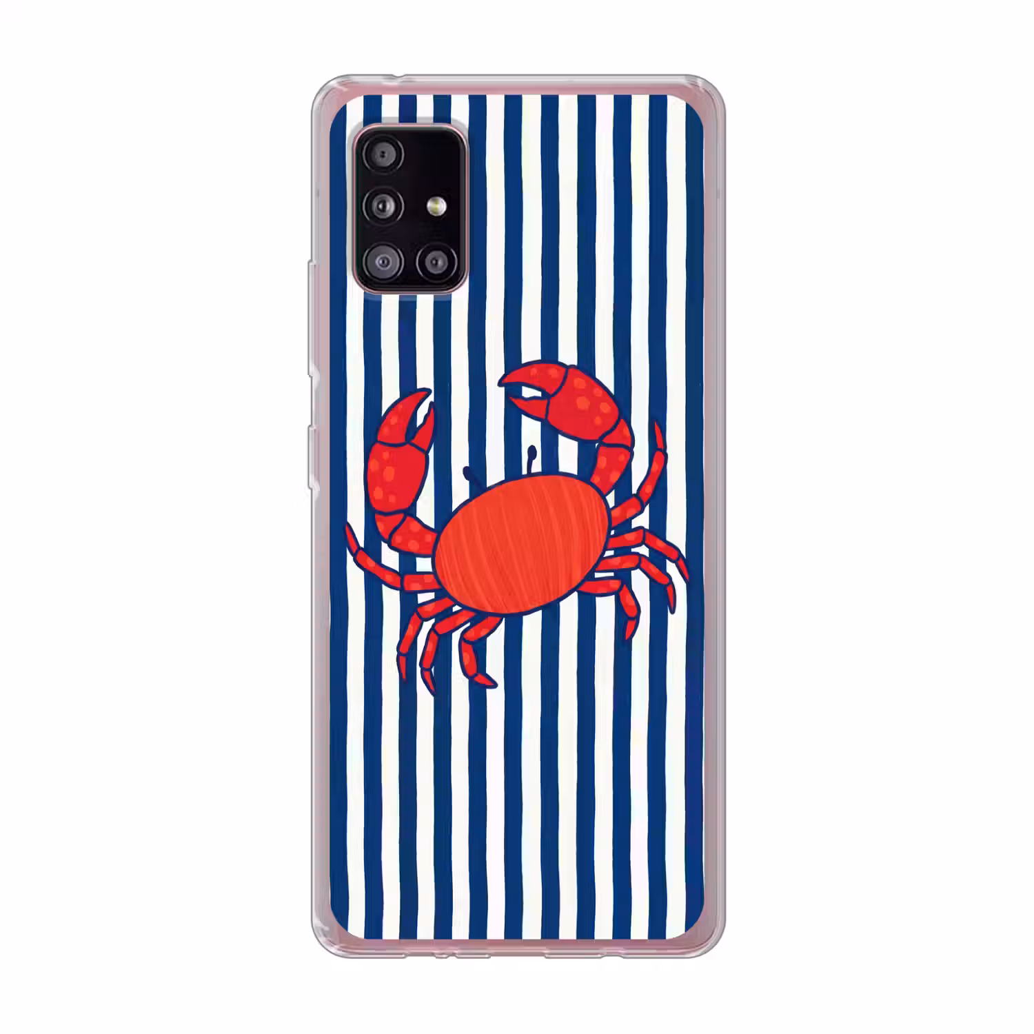 Krab - Strepen - Zeeleven - Illustratie - Rood Telefoonhoesje Samsung Galaxy A51 5G klein -3d