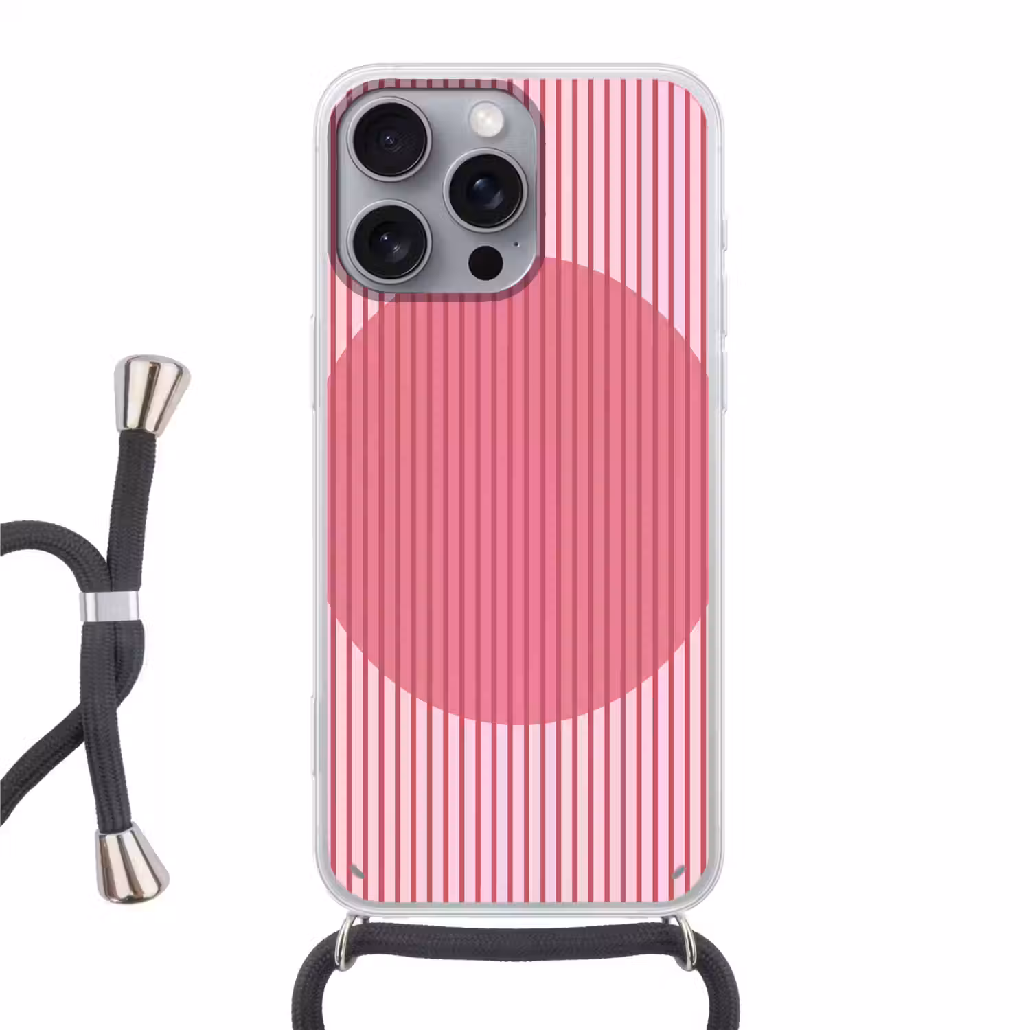 Abstract - Strepen - Ovaal - Roze - Modern Hoesje iPhone 16 Pro Max met koord klein -3d