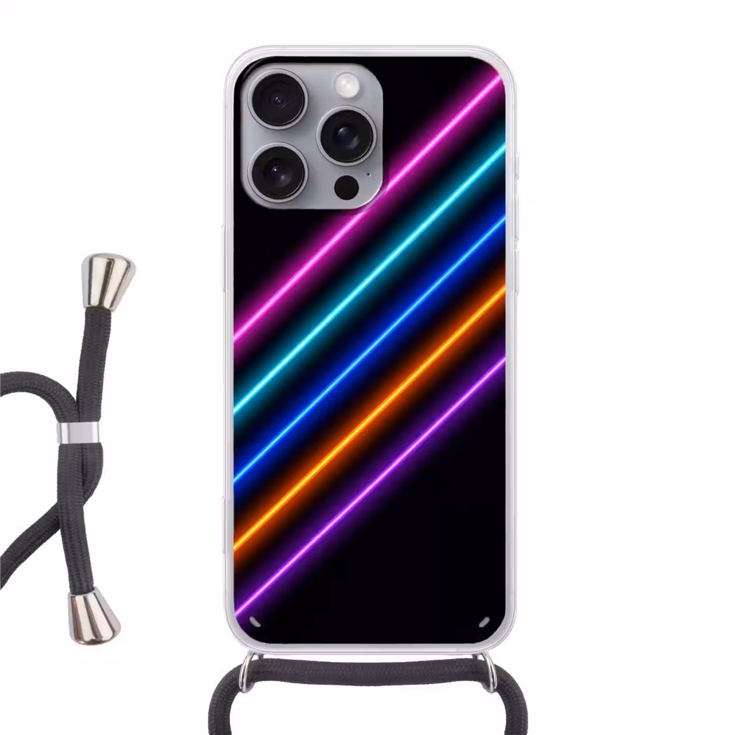 Esthetiek - Retro - Neon Hoesje iPhone 16 Pro Max met koord klein -3d
