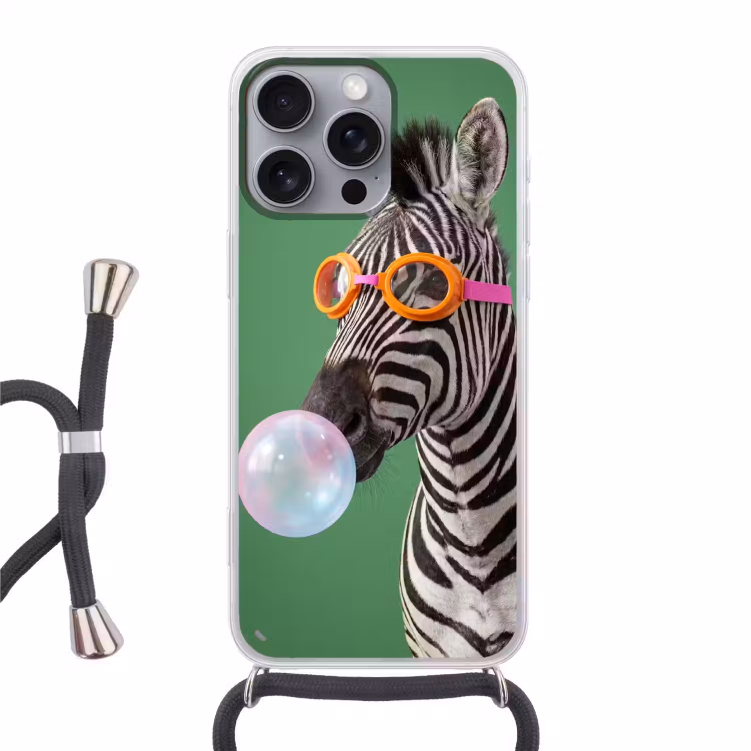 Dier - Bril - Bel - Modern - Groen Hoesje iPhone 16 Pro Max met koord klein -3d