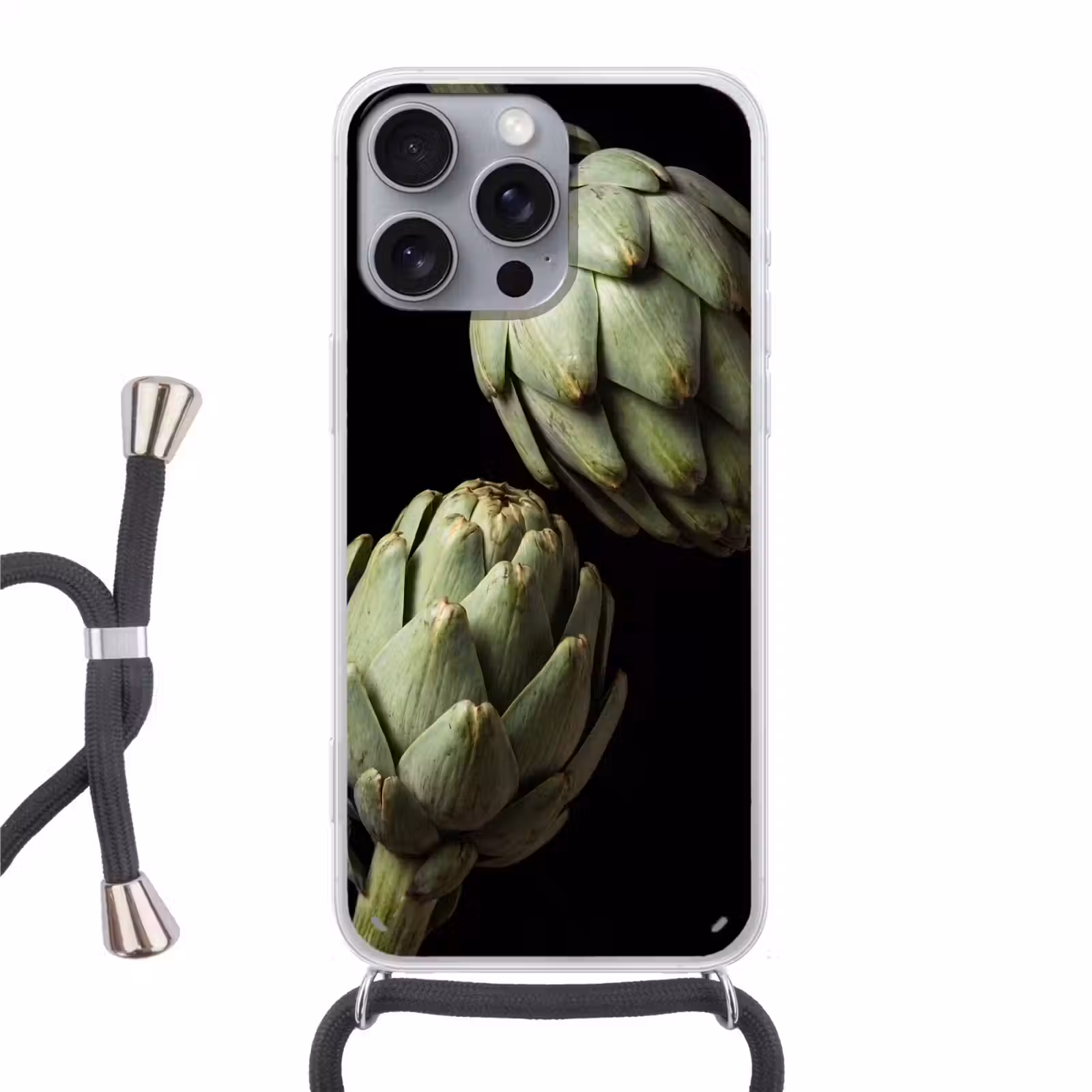 Phone case crossbody - Artichoke - Green - Food - Artisjok - Groen - Eten Hoesje iPhone 16 Pro Max met koord klein