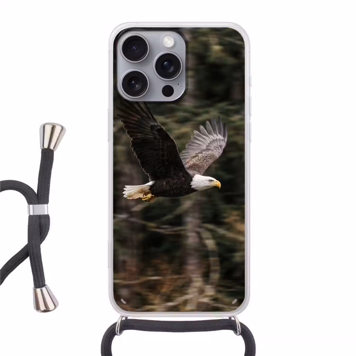 Zeearend - Vliegen - Bos - Natuur Hoesje iPhone 16 Pro Max met koord klein -3d