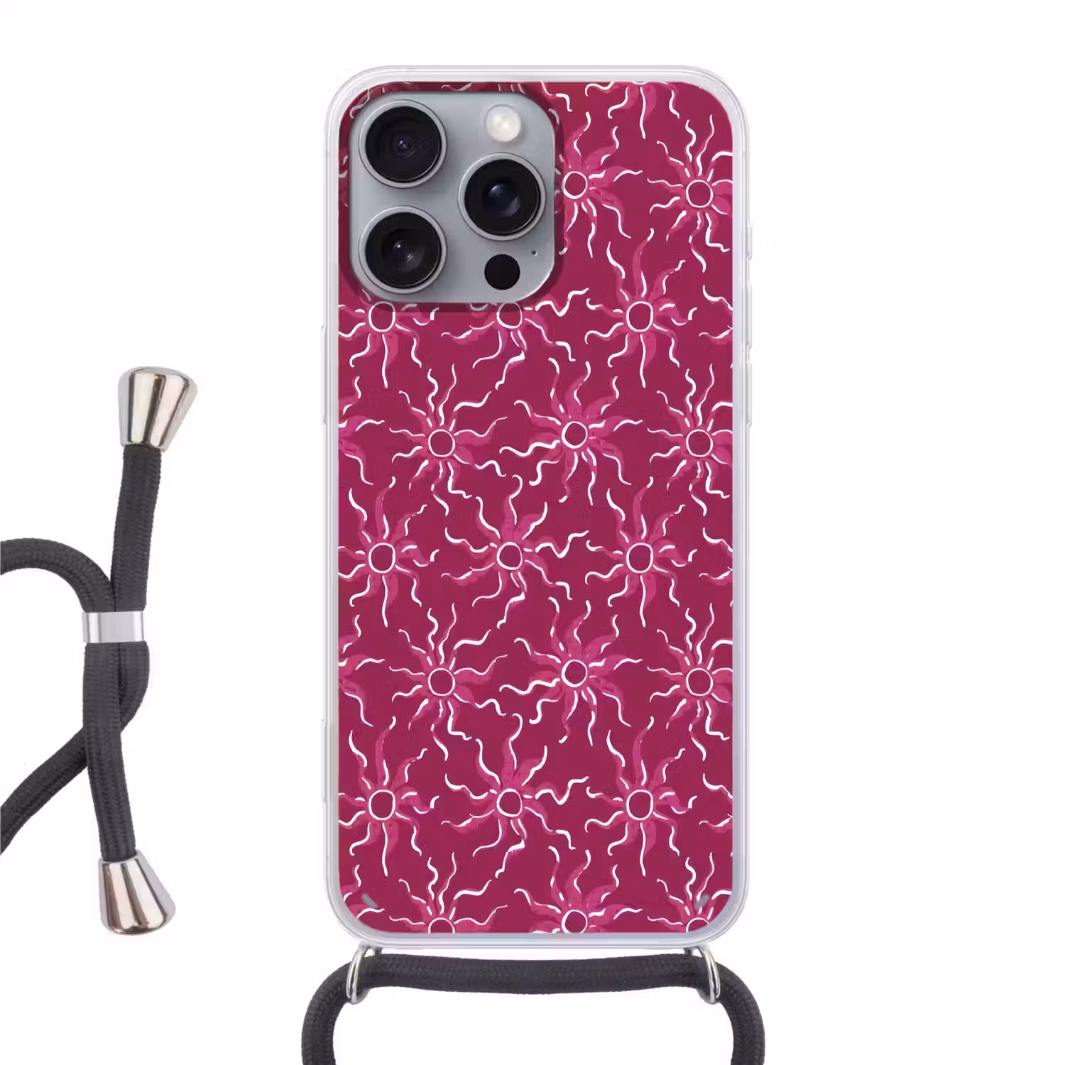 Bohemian - Zon - Magenta Hoesje iPhone 16 Pro Max met koord klein 804 -3d