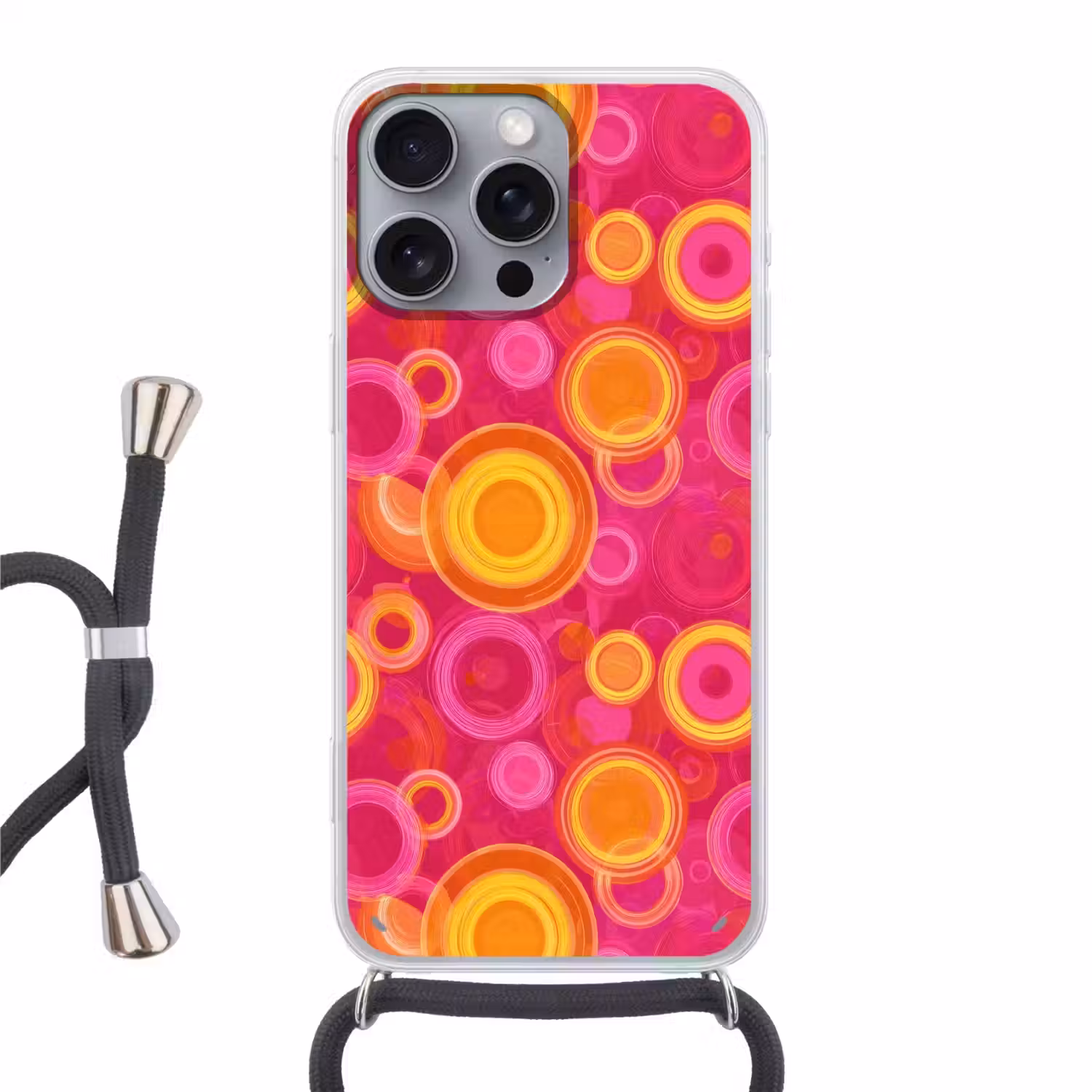 Cirkels - Design - Kleurrijk Hoesje iPhone 16 Pro Max met koord klein 804 -3d