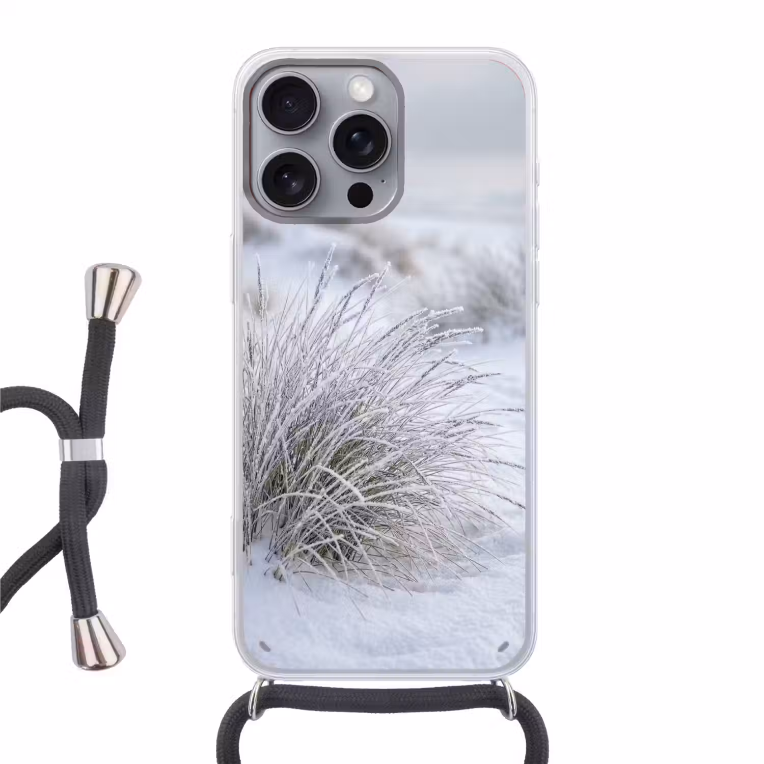 Duinen - Sneeuw - Strand - Winter - Serene Hoesje iPhone 16 Pro Max met koord klein -3d