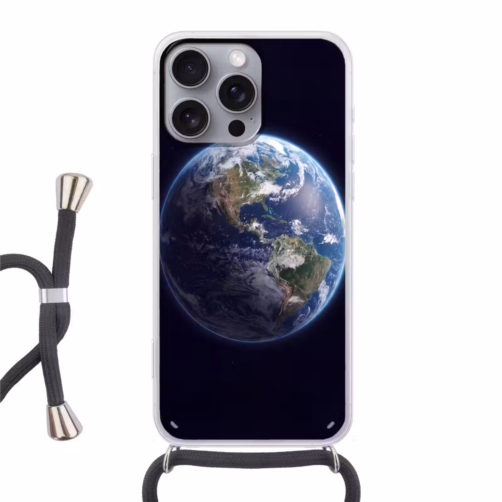 Phone case crossbody - Earth - Space - Cosmos - Aarde - Ruimte - Kosmos Hoesje iPhone 16 Pro Max met koord klein