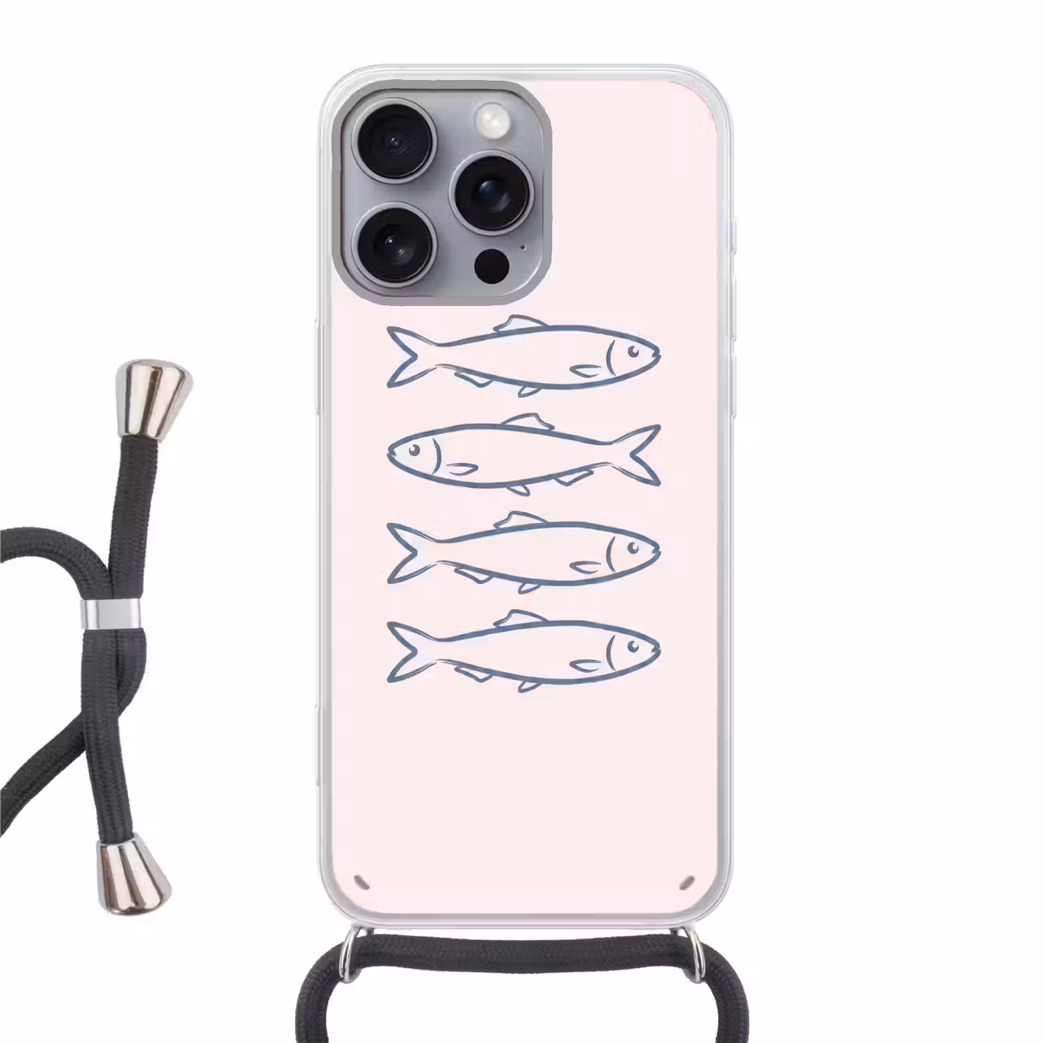 Vis - Vier - Dieren - Abstract - Blauw Hoesje iPhone 16 Pro Max met koord klein -3d