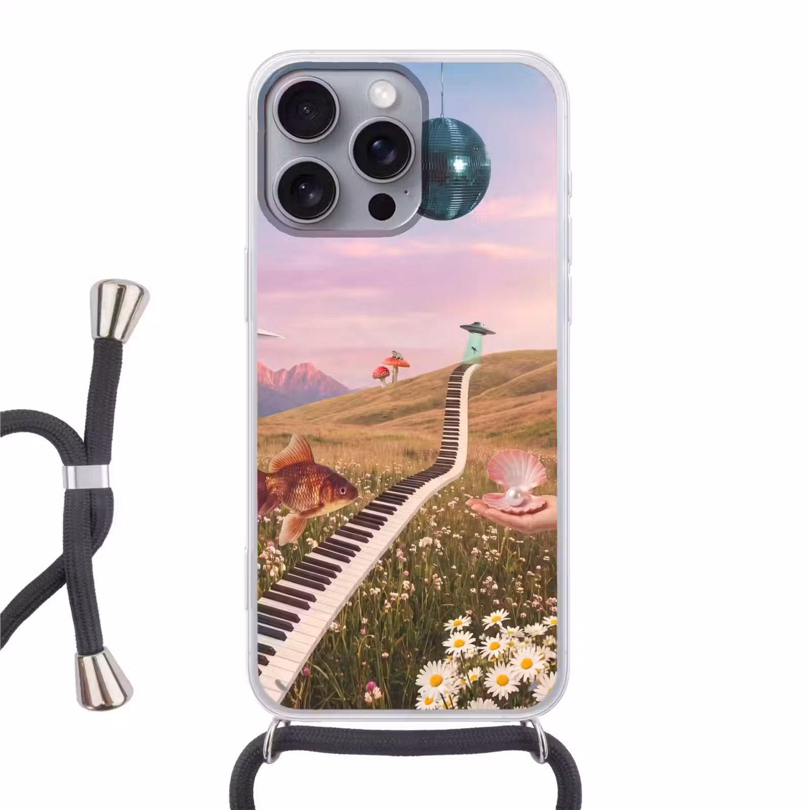 Phone case crossbody - Fish - Nature - Abstract - Vis - Natuur - Abstract Hoesje iPhone 16 Pro Max met koord klein