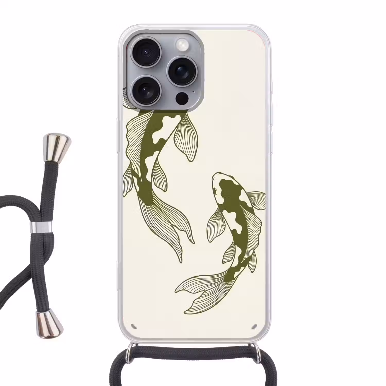 Vis - Zwemmend - Groen - Abstract - Dieren Hoesje iPhone 16 Pro Max met koord klein -3d