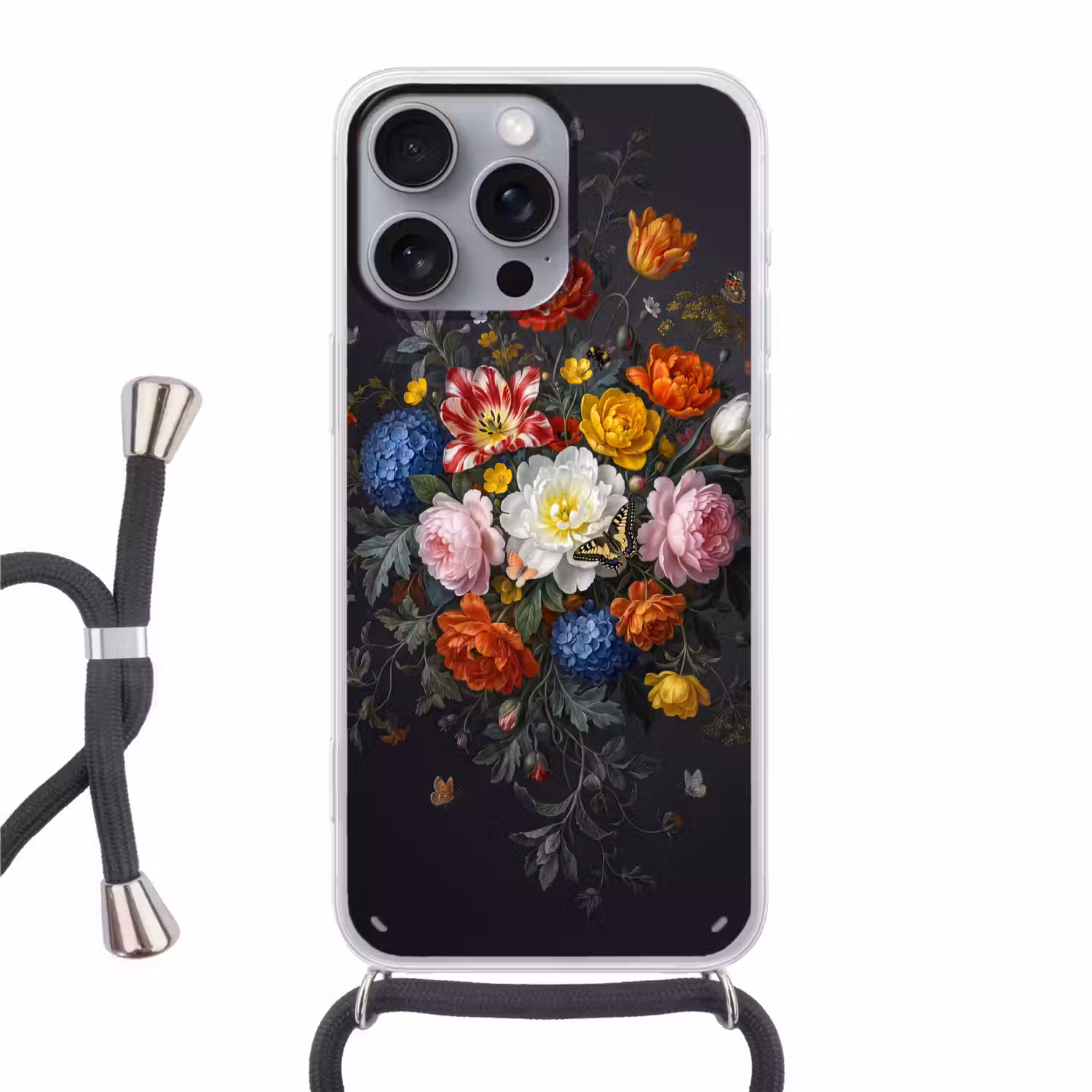 Bloemen - Boeket - Klassiek - Kleurrijk - Natuur Hoesje iPhone 16 Pro Max met koord klein -3d