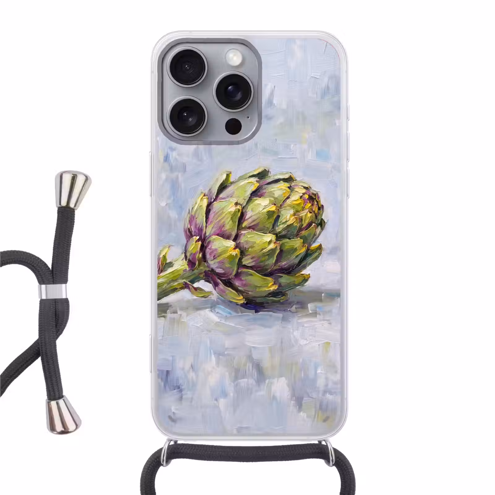 Phone case crossbody - Food - Artichoke - Modern - Eten - Artisjok - Modern Hoesje iPhone 16 Pro Max met koord klein