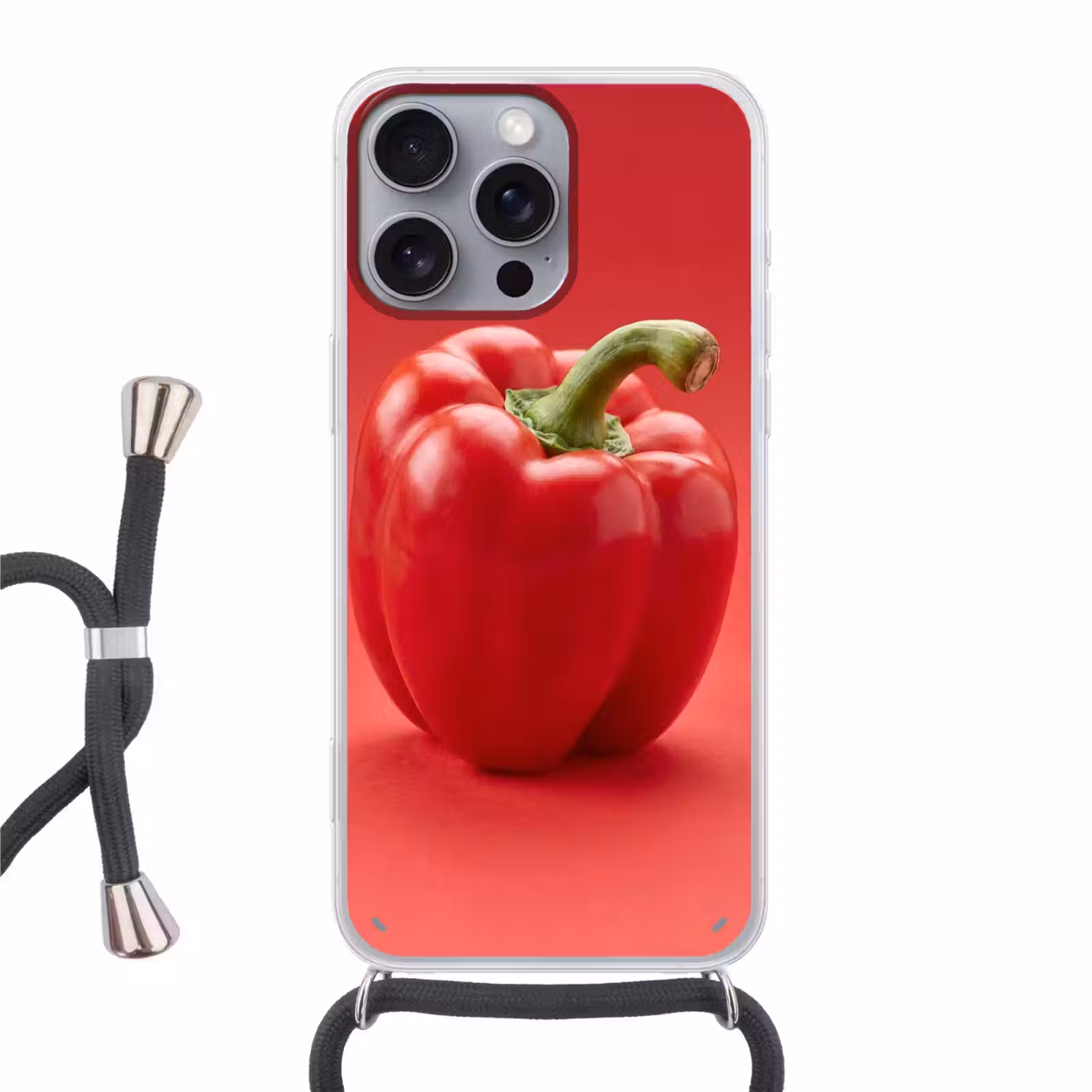 Phone case crossbody - Food - Bell Pepper - Red - Eten - Paprika - Rood Hoesje iPhone 16 Pro Max met koord klein