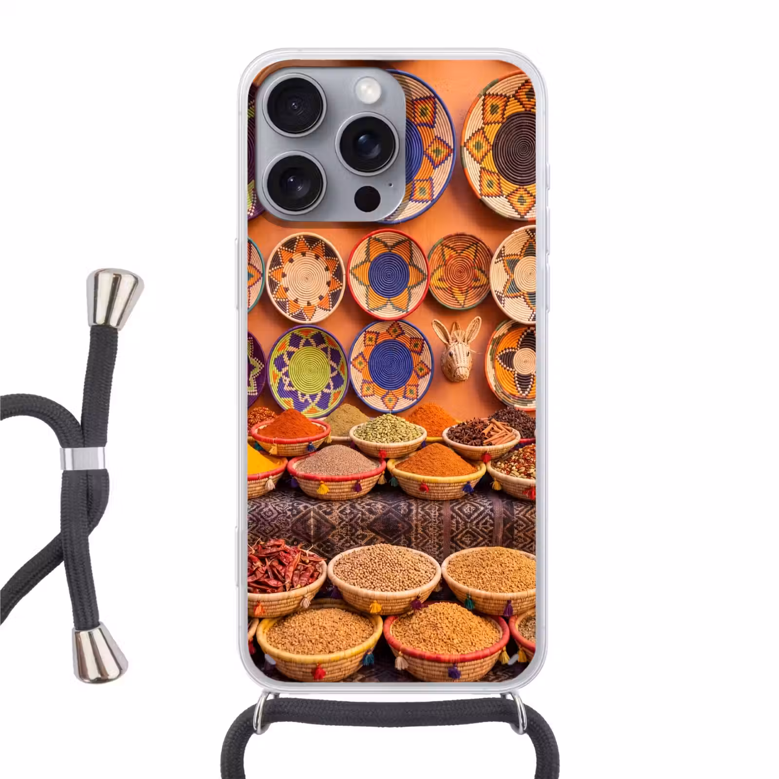 Phone case crossbody - Food - Colorful - Culture - Eten - Kleurrijk - Cultuur Hoesje iPhone 16 Pro Max met koord klein