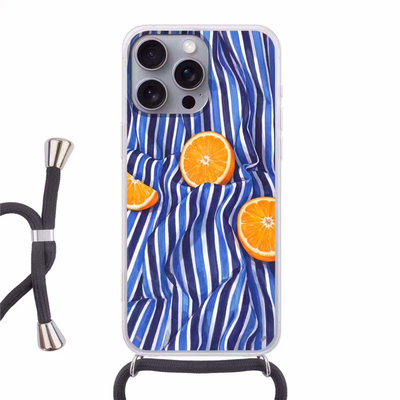 Phone case crossbody - Food - Fruit - Orange - Eten - Fruit - Oranje Hoesje iPhone 16 Pro Max met koord klein