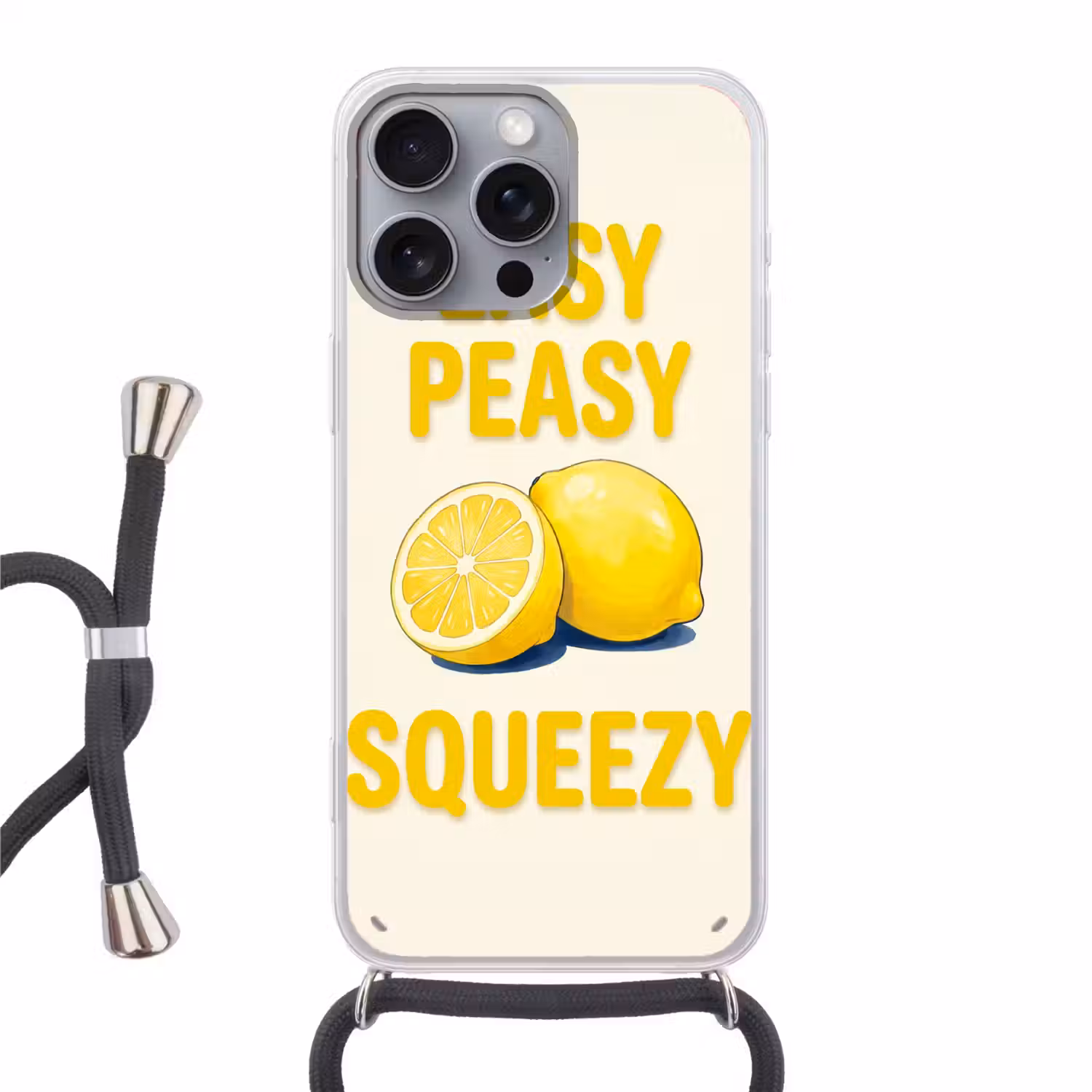 Eten - Citroenen - Keuken - Illustratie - Geel Hoesje iPhone 16 Pro Max met koord klein -3d