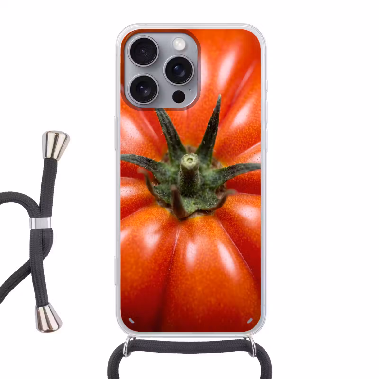 Phone case crossbody - Food - Tomato - Red - Eten - Tomaat - Rood Hoesje iPhone 16 Pro Max met koord klein