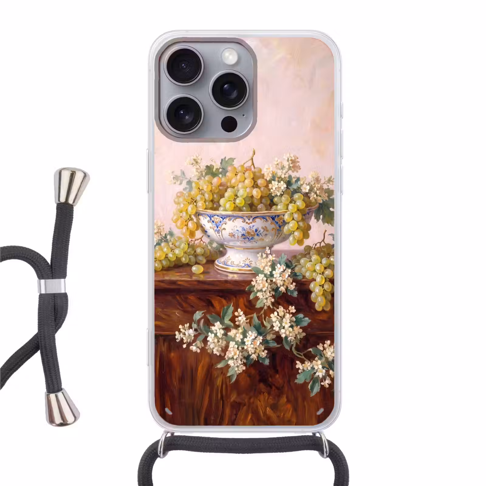 Phone case crossbody - Fruit - Still Life - Classical - Fruit - Stilleven - Klassiek Hoesje iPhone 16 Pro Max met koord klein