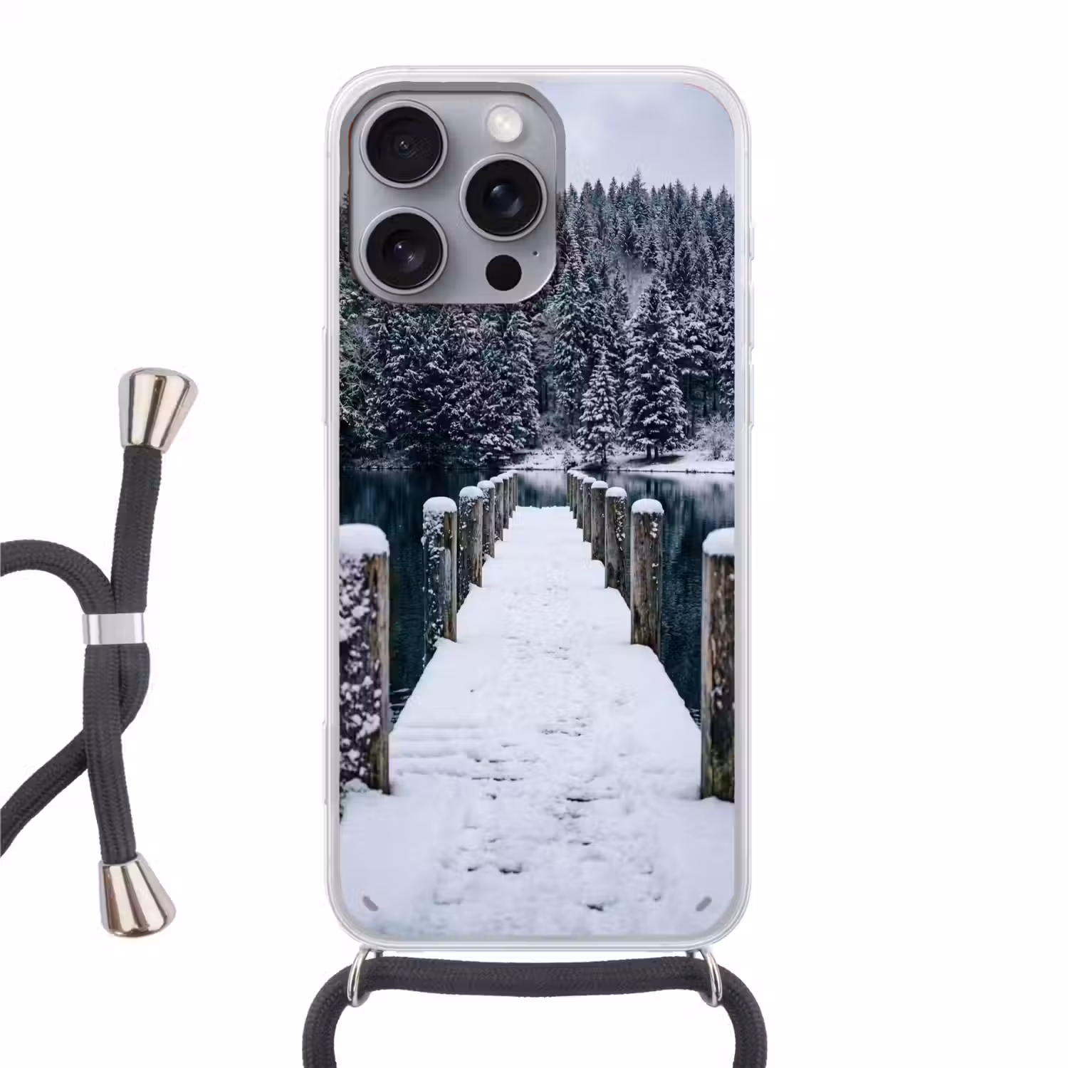 Steiger - Meer - Sneeuw - Bergen - Rustgevend Hoesje iPhone 16 Pro Max met koord klein -3d