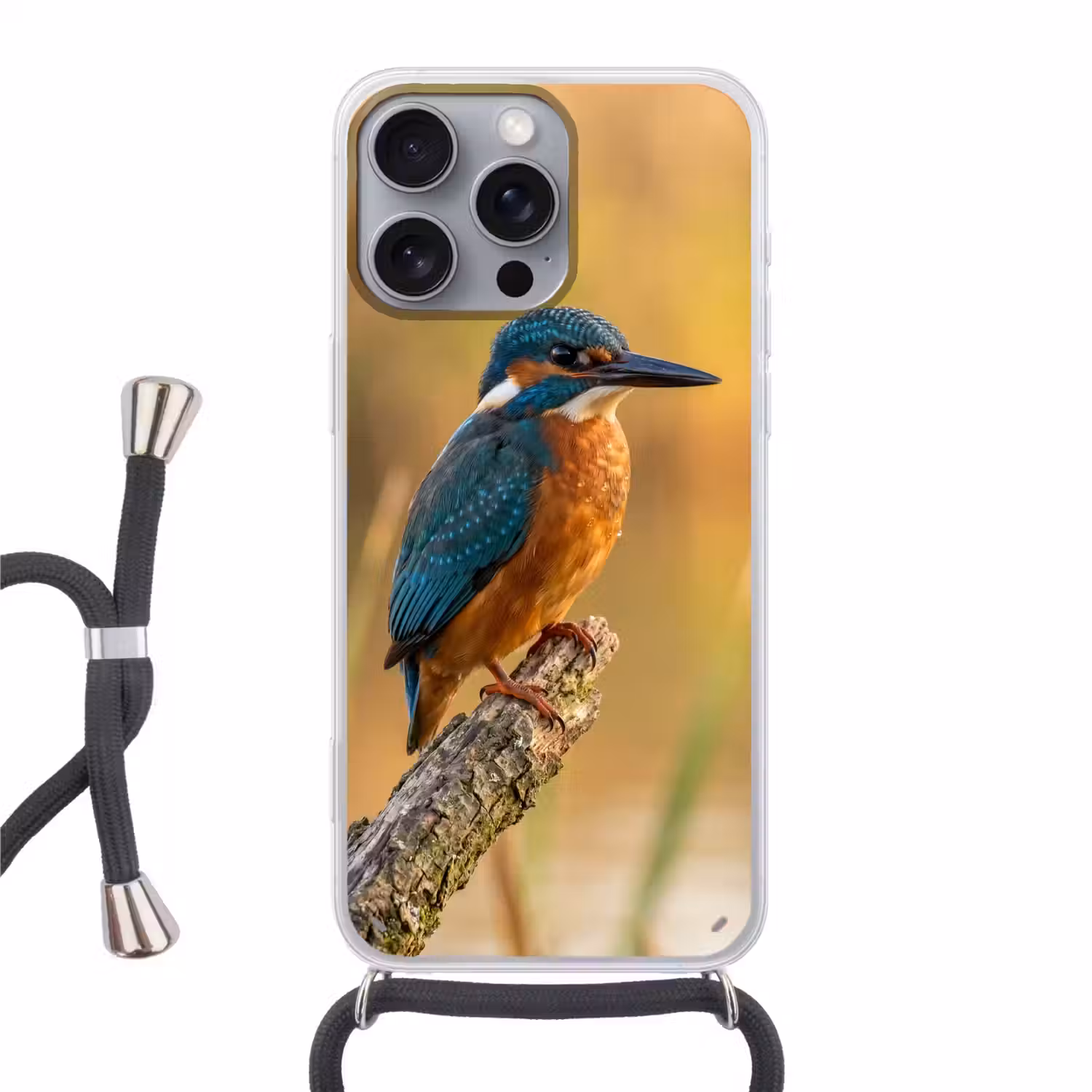 IJsvogel - Tak - Water - Kleurrijk - Levendig Hoesje iPhone 16 Pro Max met koord klein -3d