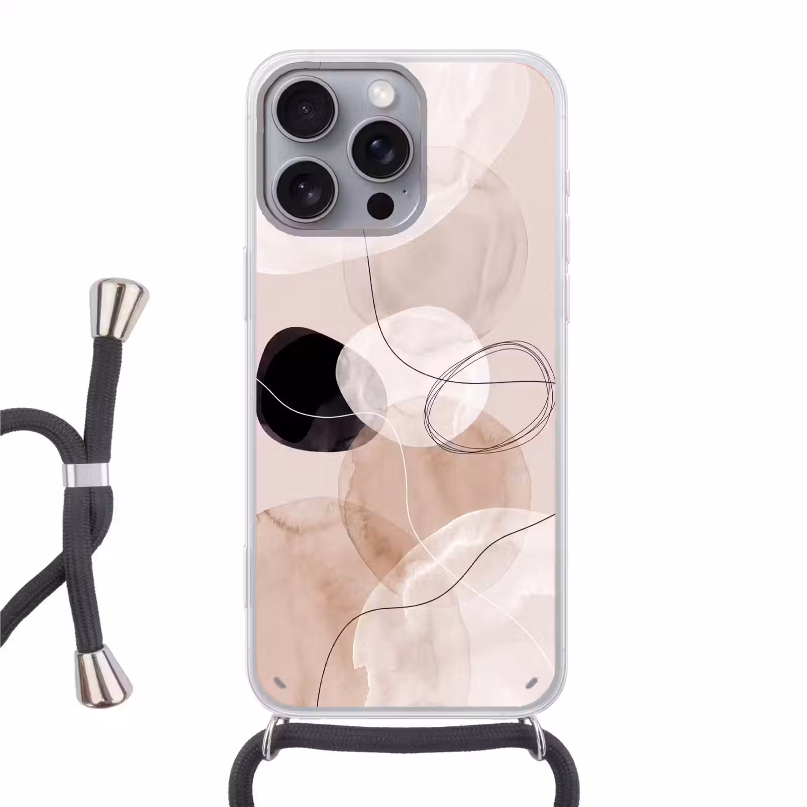 Phone case crossbody - Lines - Wavy - Art - Lijnen - Golvend - Kunst Hoesje iPhone 16 Pro Max met koord klein