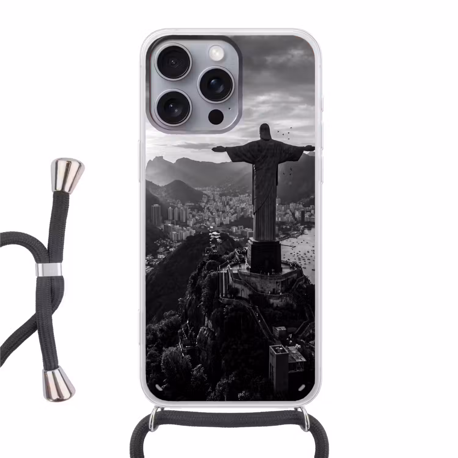 Monument - Stadsgezicht - Landschap - Zwart-wit Hoesje iPhone 16 Pro Max met koord klein -3d