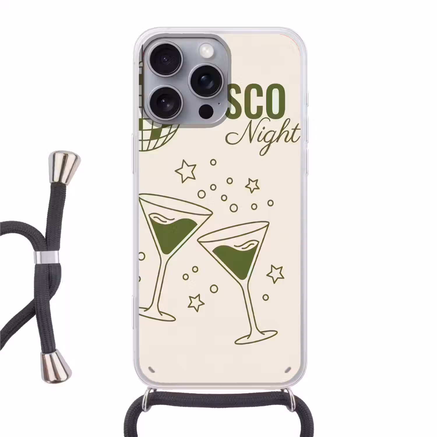 Feest - Disco - Drank - Illustratie - Groen Hoesje iPhone 16 Pro Max met koord klein -3d