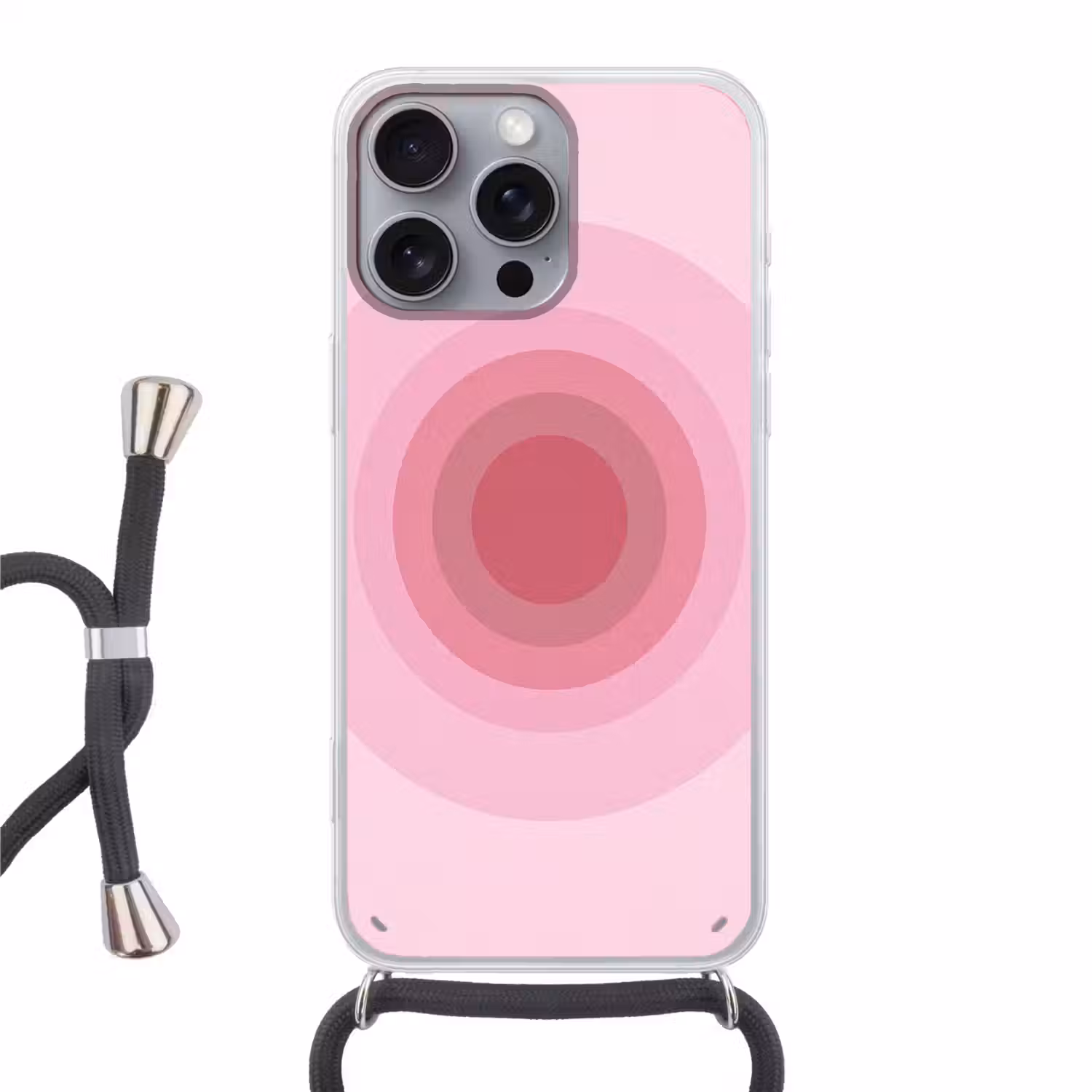 Patroon - Cirkels - Abstract - Roze - Modern Hoesje iPhone 16 Pro Max met koord klein -3d