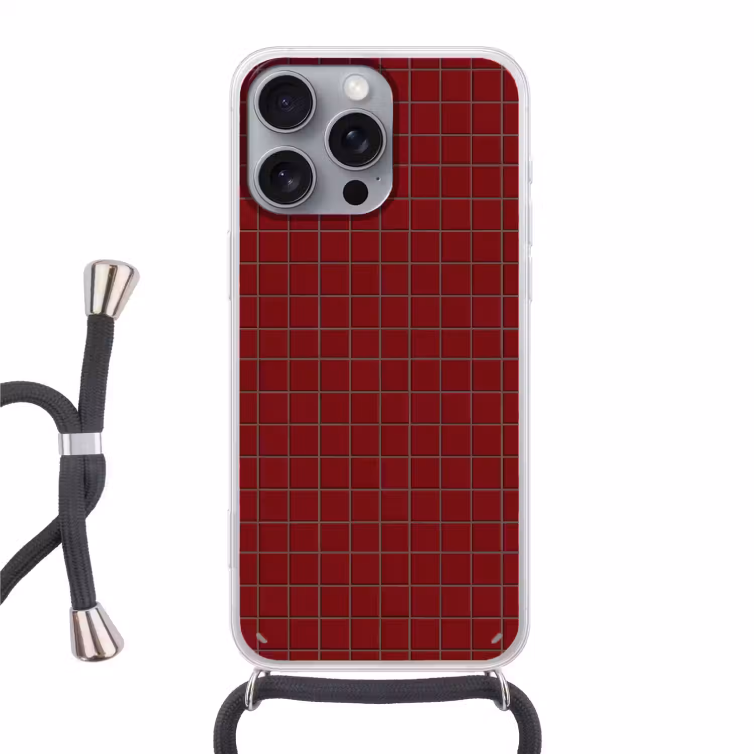 Patroon - Tegels - Burgundy Hoesje iPhone 16 Pro Max met koord klein 804 -3d