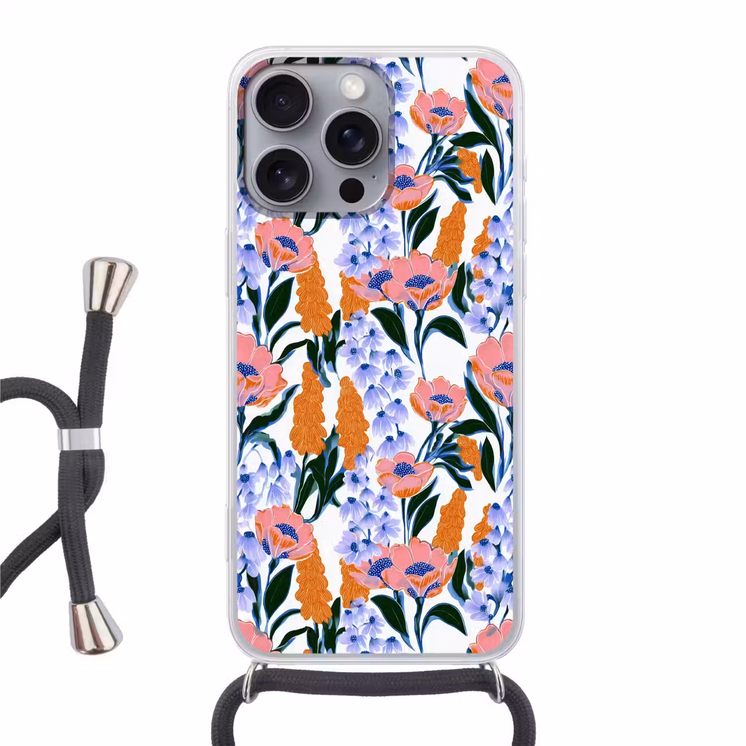 Patroon - Aquarel - Kleurrijk Hoesje iPhone 16 Pro Max met koord klein 804 -3d